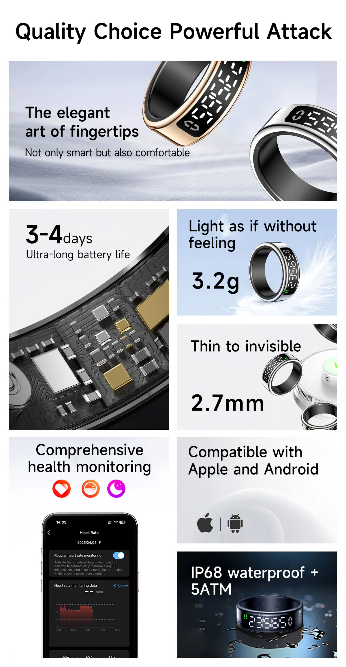 Waterproof Health Smart Ring Advantage