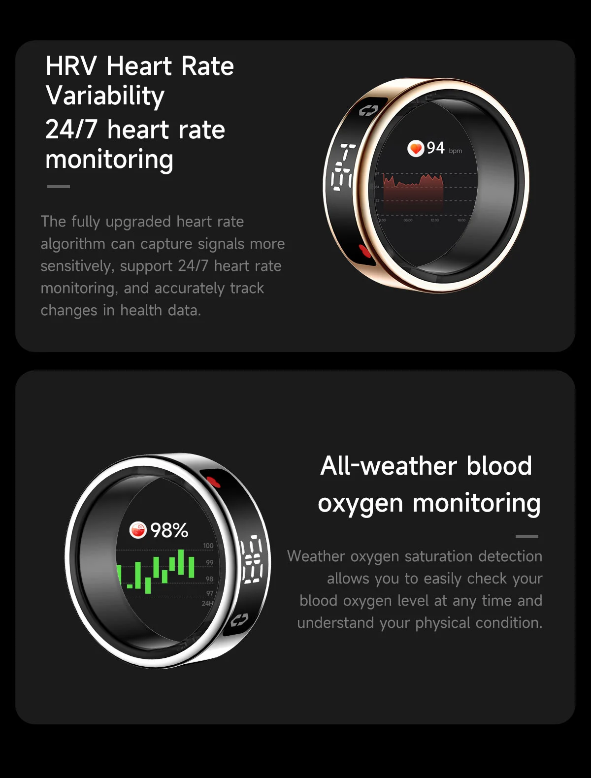 Waterproof Health Smart Ring Function Waterproof Health Smart Ring Function