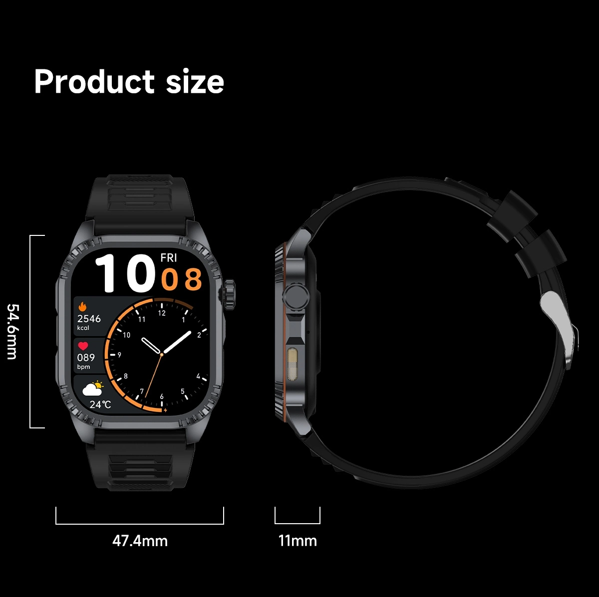Aluminum Smartwatch size