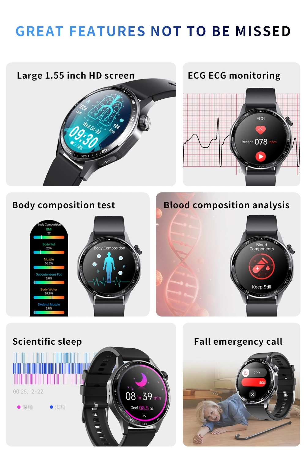 ECG Spo2 Smartwatch function ECG Spo2 Smartwatch function