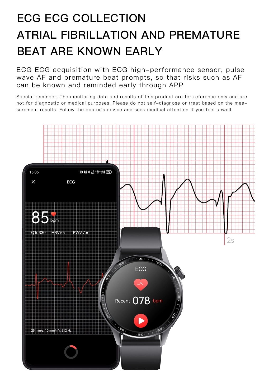 ECG Spo2 Smartwatch function