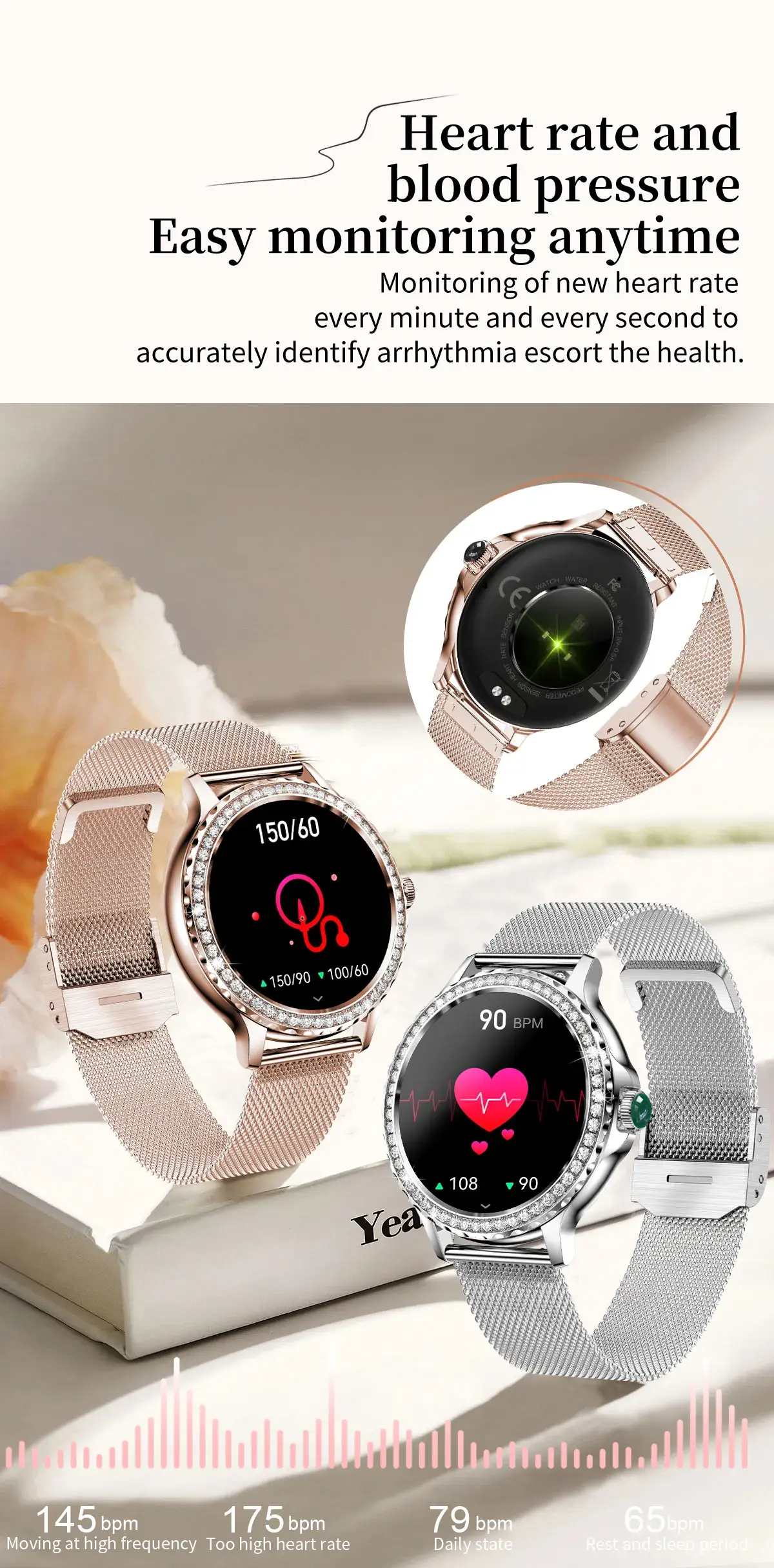 Elegant Rose Gold Watch function Elegant Rose Gold Watch function