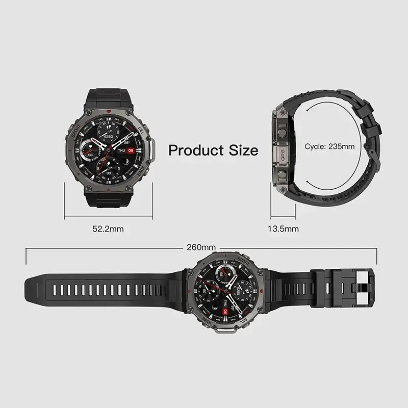 AMOLED GPS Smartwatch size