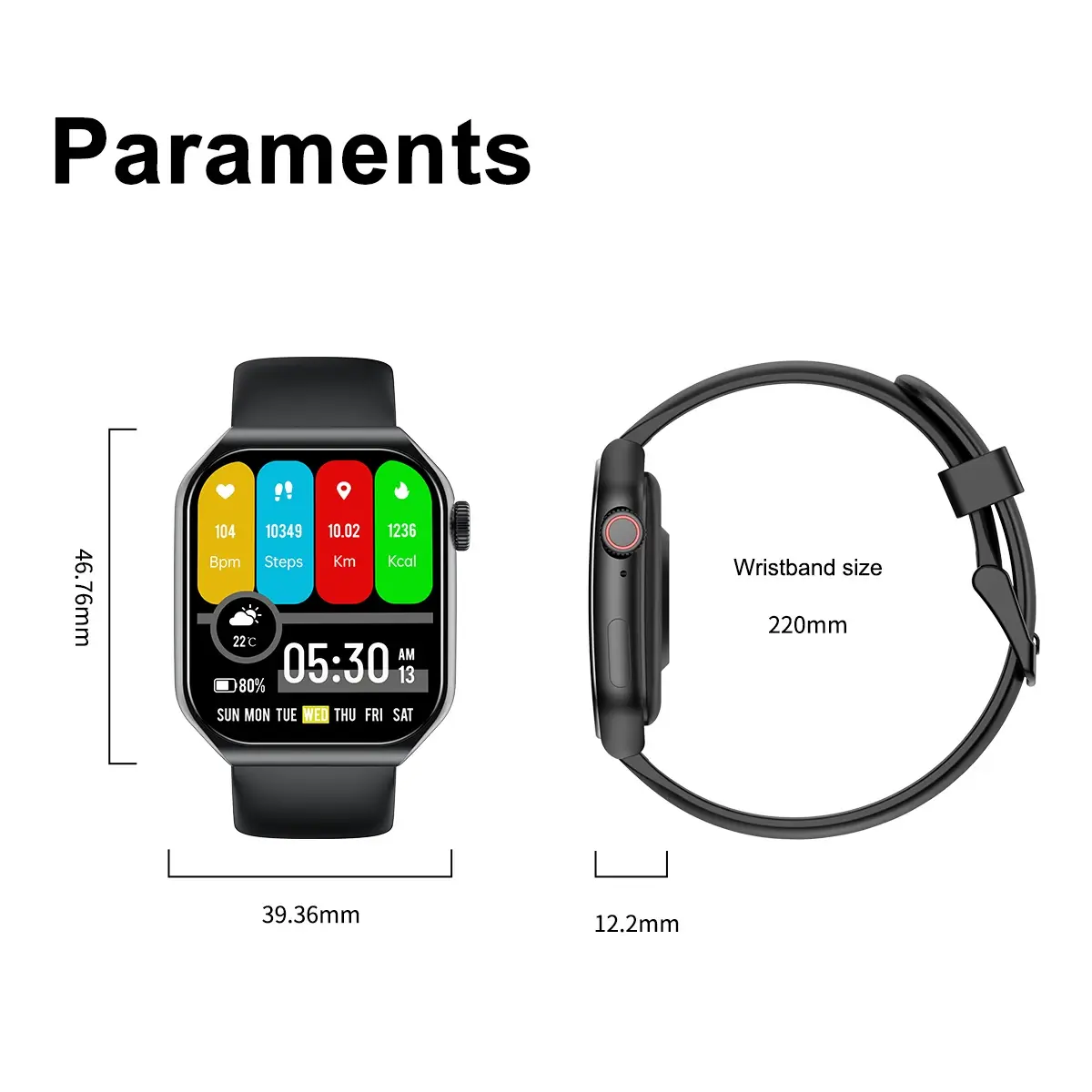 Bluetooth Music Smartwatch size Bluetooth Music Smartwatch size