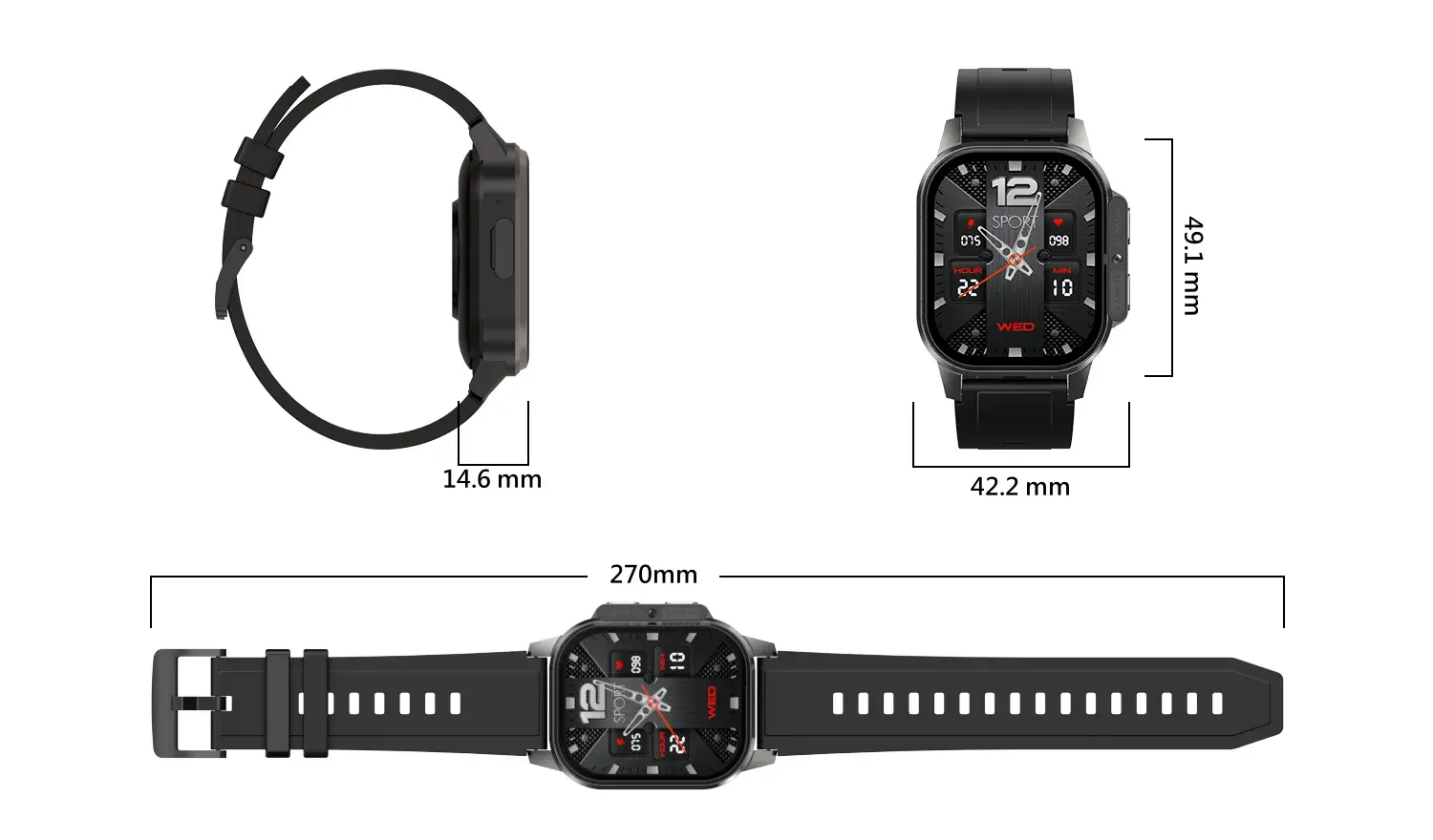 Multi System GPS Smartwatch size