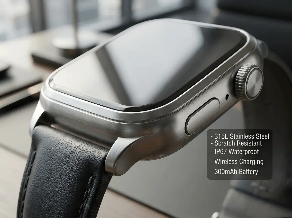 Stainless steel smartwatch with premium metal craftsmanship Stainless steel smartwatch with premium metal craftsmanship