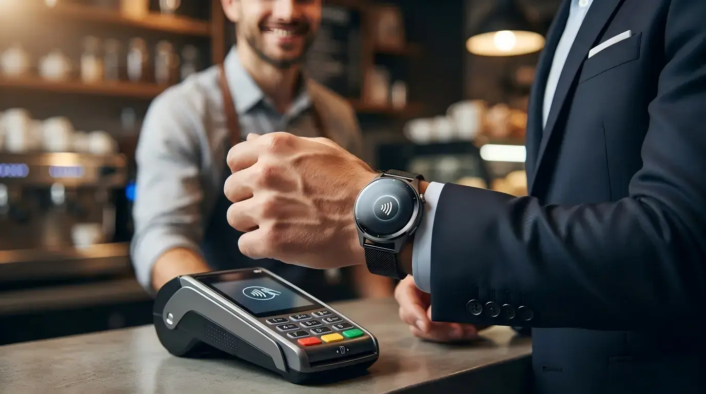 NFC smartwatch in office meeting NFC smartwatch in office meeting