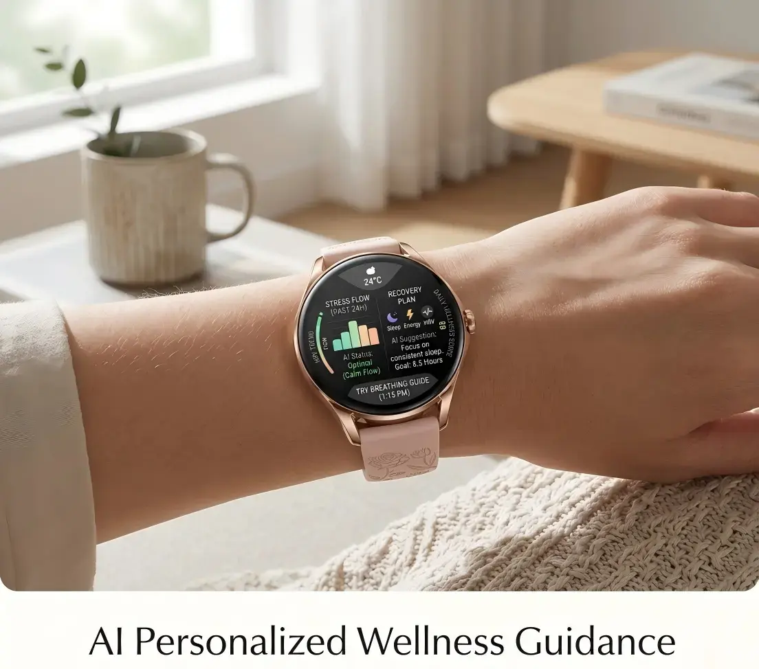 Women’s smartwatch tracking sleep quality and mood trends for mental wellness Women’s smartwatch tracking sleep quality and mood trends for mental wellness