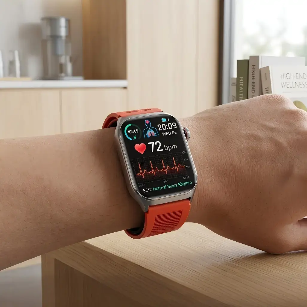 ECG smartwatch recording heart rhythm with medical-grade monitoring ECG smartwatch recording heart rhythm with medical-grade monitoring