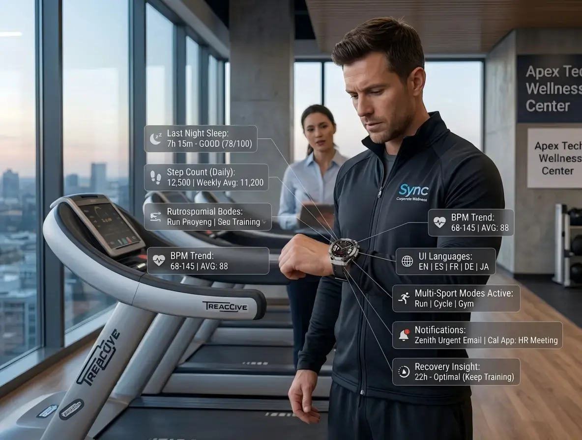 Professional reviewing smartwatch health data. Professional reviewing smartwatch health data.