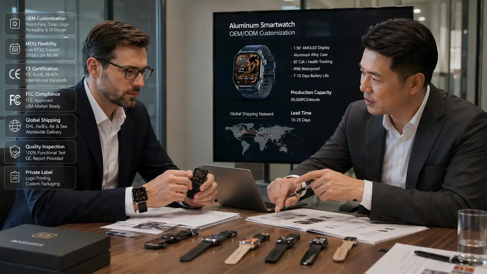 Global smartwatch sourcing and OEM manufacturing partnership meeting. Global smartwatch sourcing and OEM manufacturing partnership meeting.