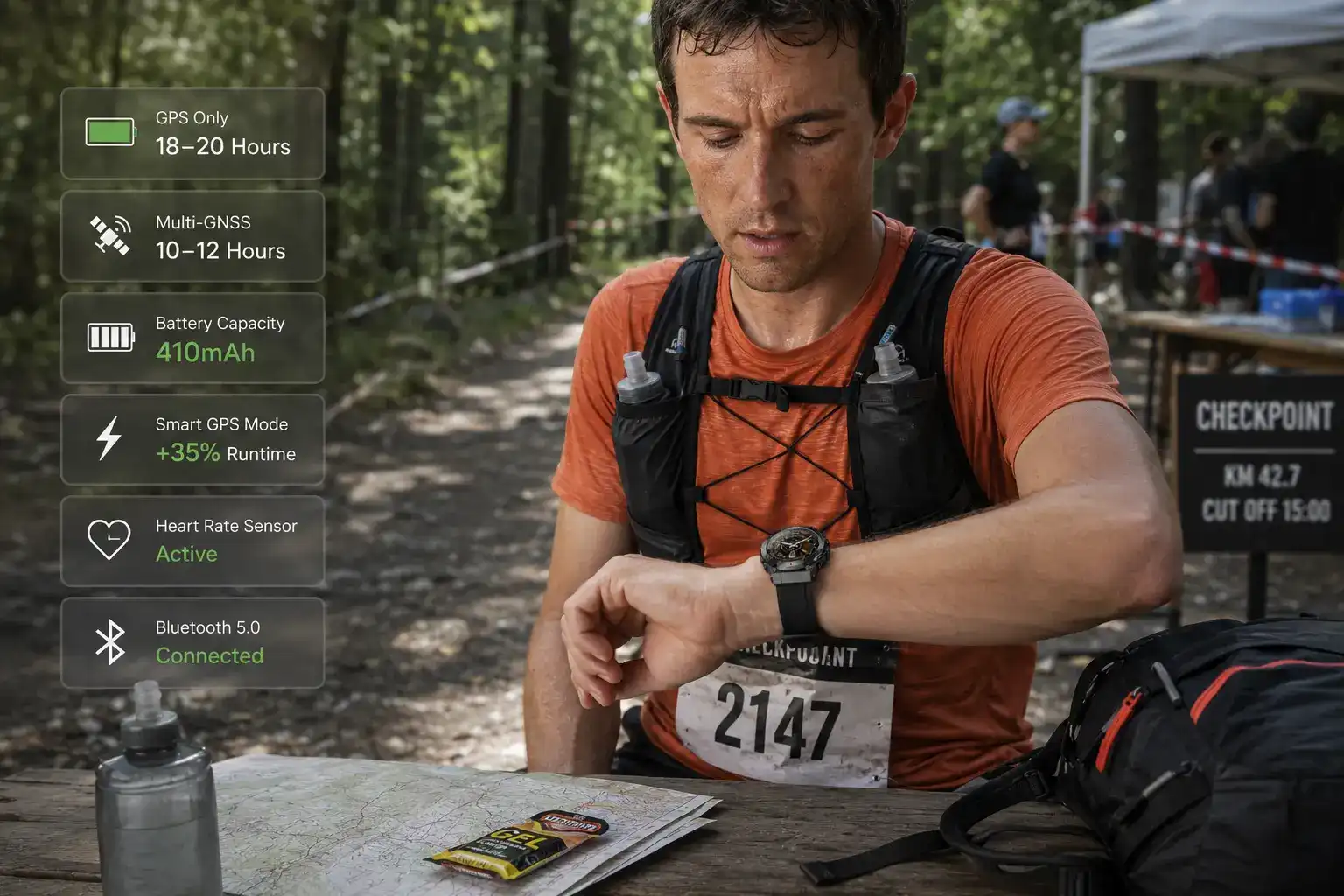 GPS smartwatch battery during endurance training