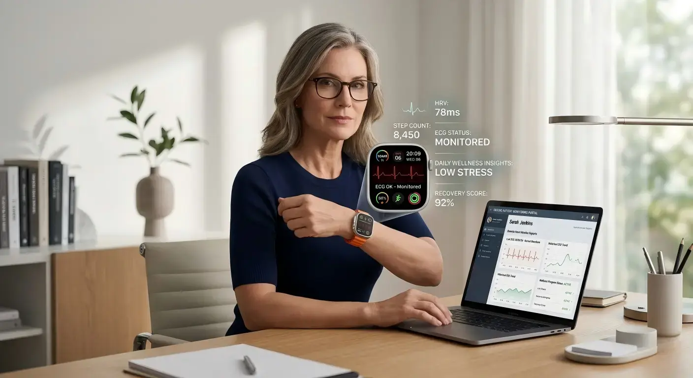 ECG smartwatch used for remote health monitoring and wellness tracking ECG smartwatch used for remote health monitoring and wellness tracking