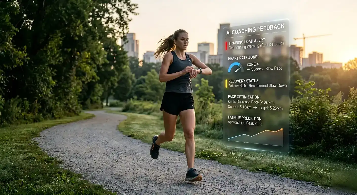 Smartwatch biometric tracking showing real-time fitness performance data