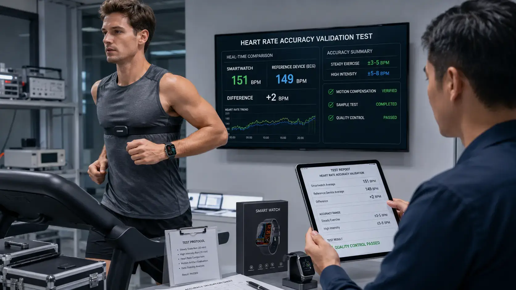 Heart rate smartwatch accuracy validation test. Heart rate smartwatch accuracy validation test.