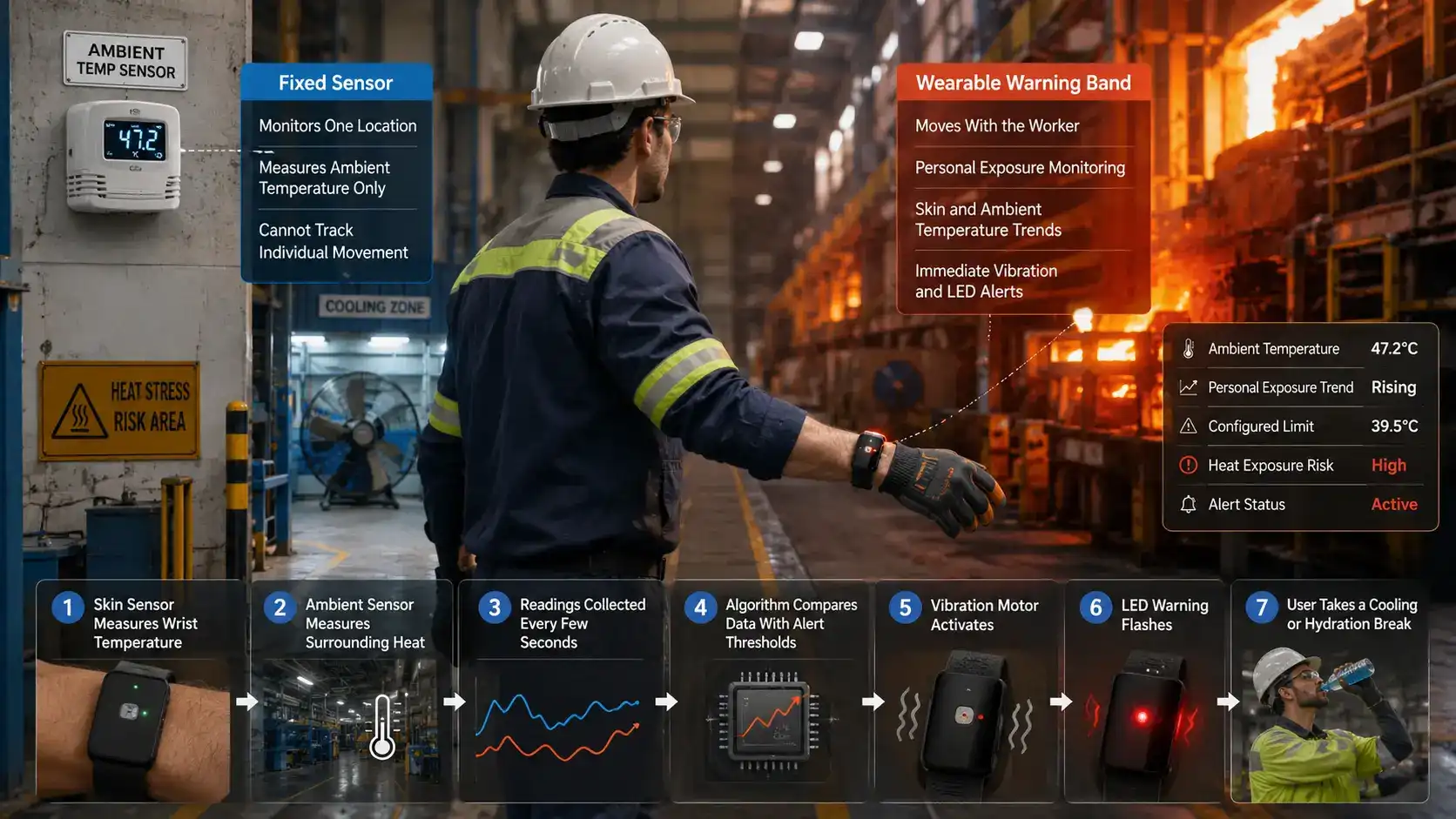 Wearable and fixed temperature monitoring comparison. Wearable and fixed temperature monitoring comparison.