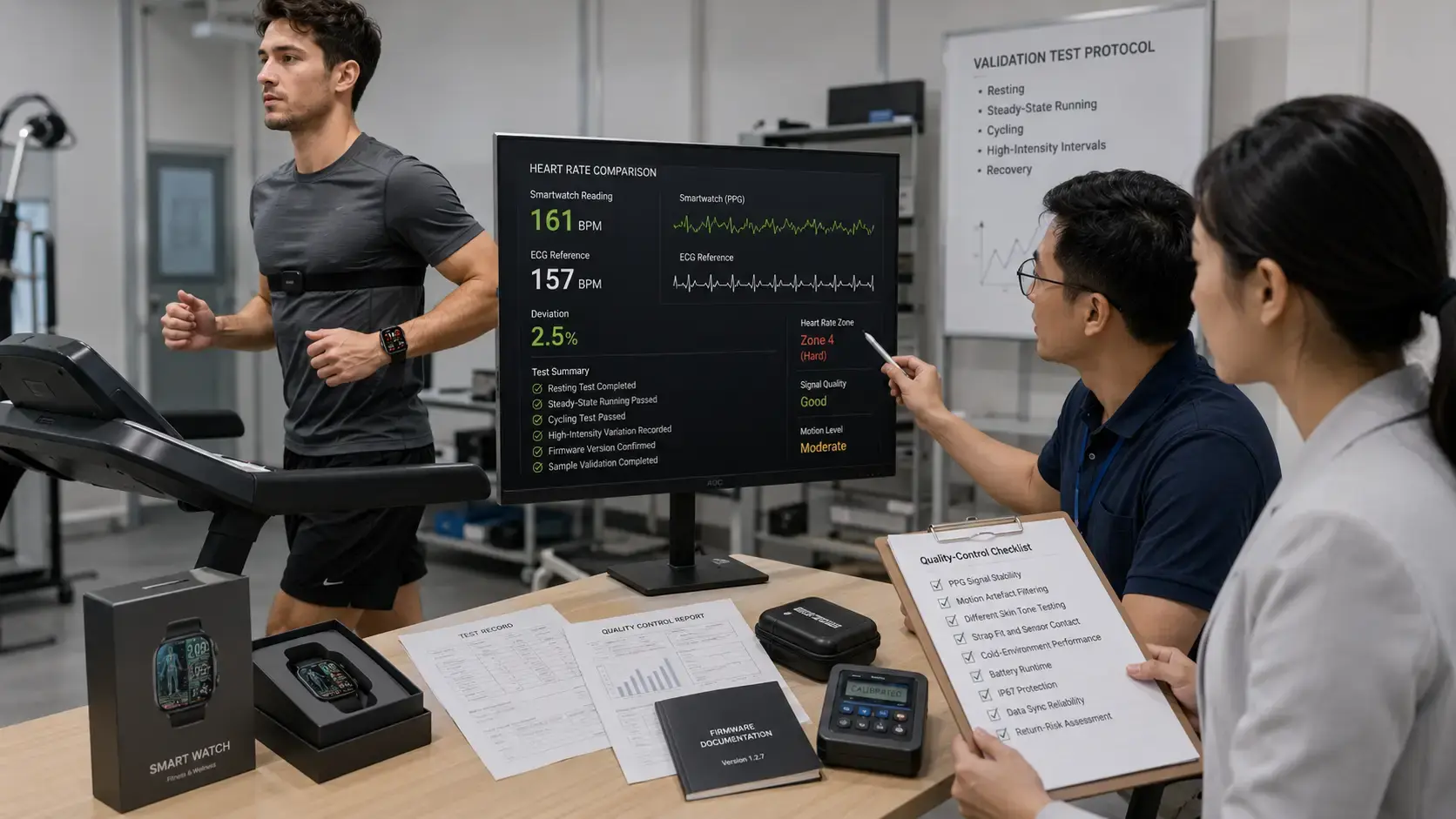 Smartwatch heart rate accuracy tested against ECG. Smartwatch heart rate accuracy tested against ECG.