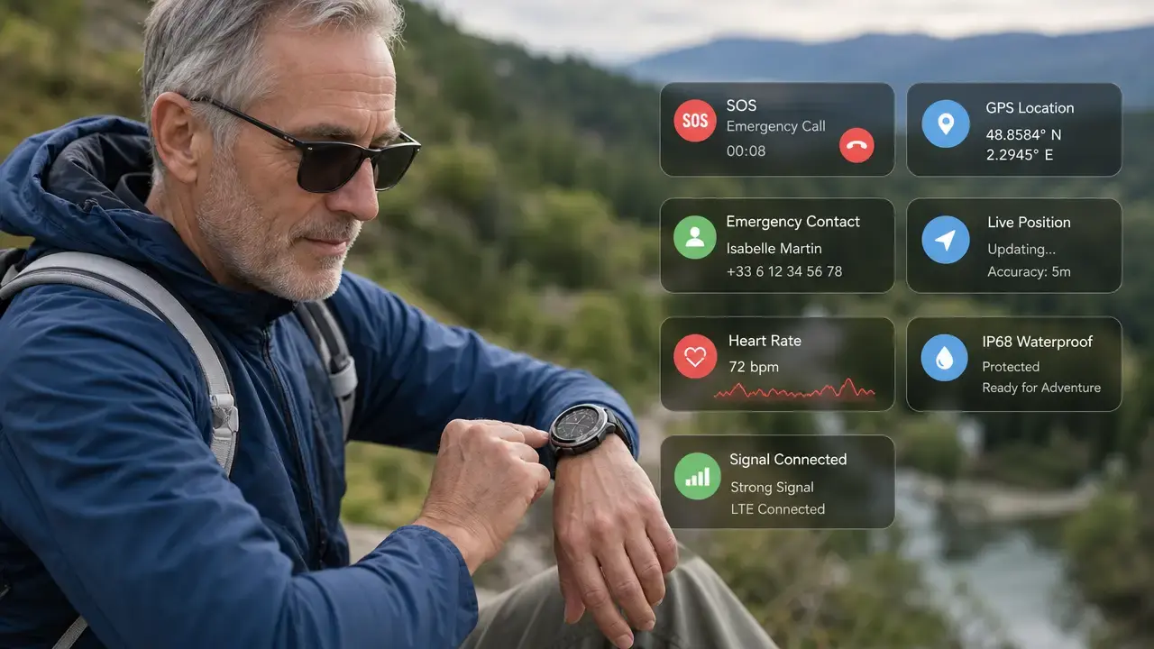Voice call smartwatch with emergency SOS and GPS features. Voice call smartwatch with emergency SOS and GPS features.