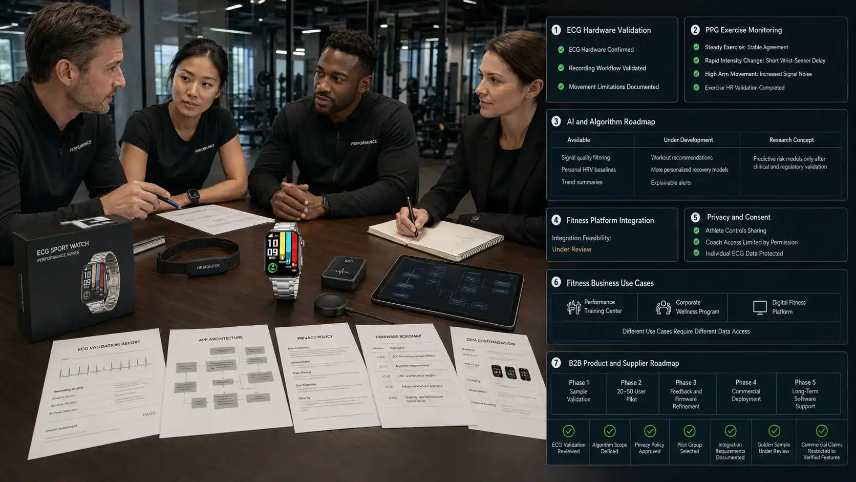 Fitness company evaluating ECG wearable technology. Fitness company evaluating ECG wearable technology.
