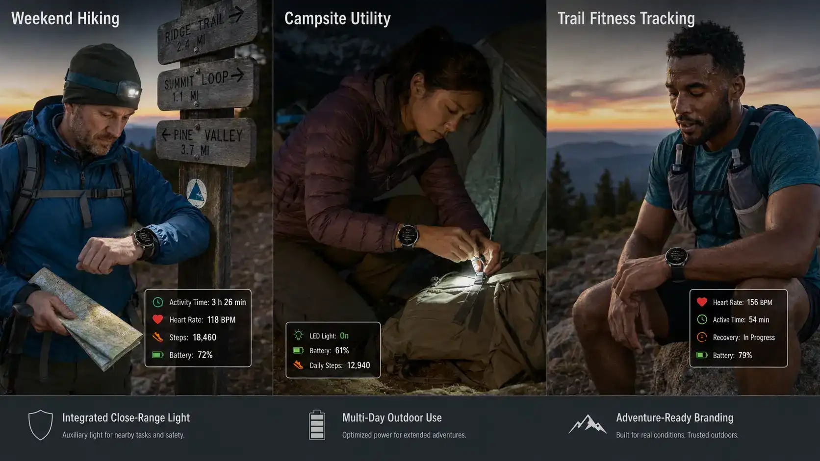 Outdoor smartwatch used for hiking and camping. Outdoor smartwatch used for hiking and camping.