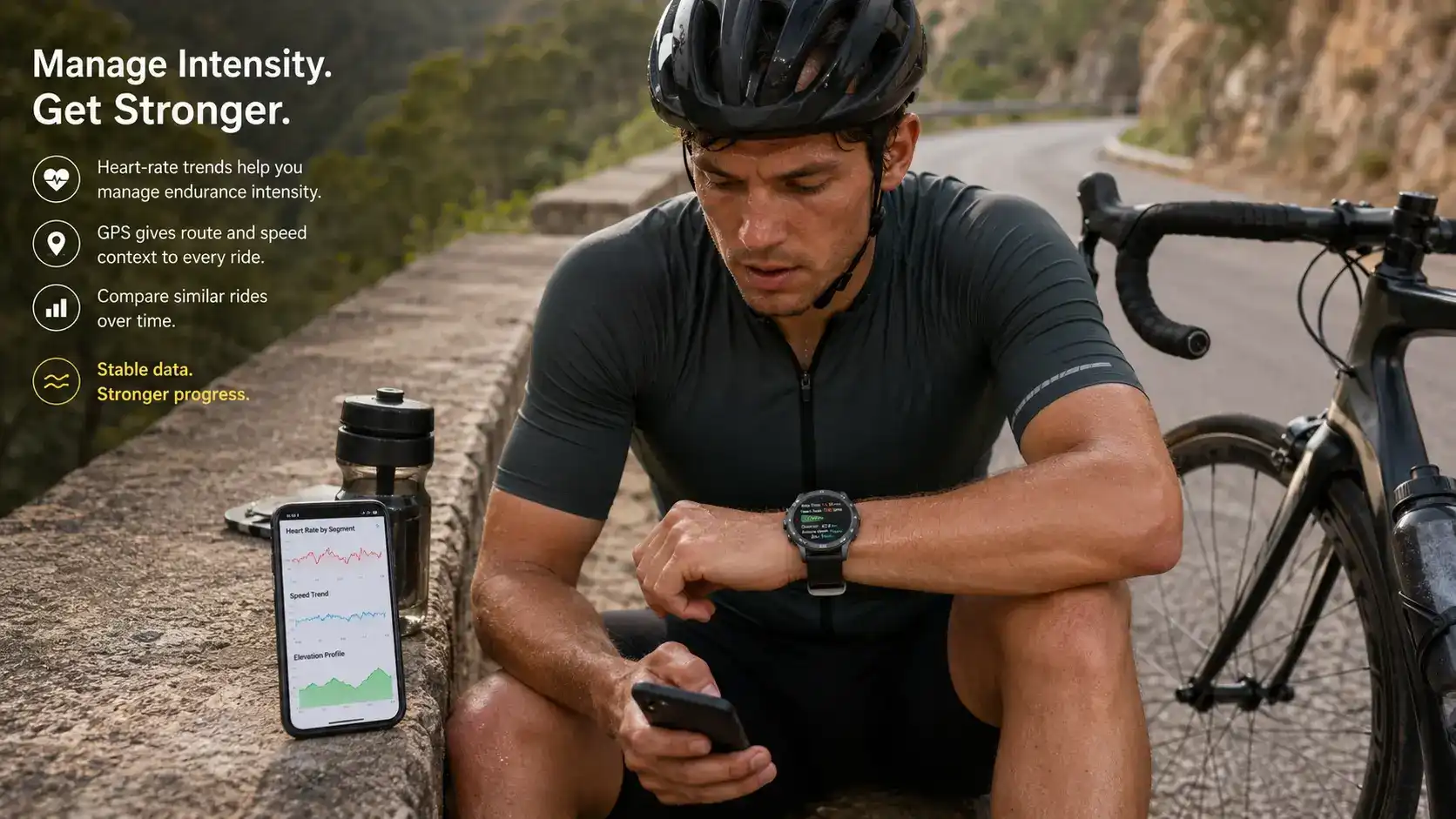 Athletes using accurate smartwatch data for training.
