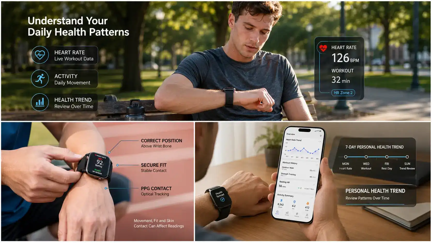 User reviewing personal heart rate trends from a smartwatch app.