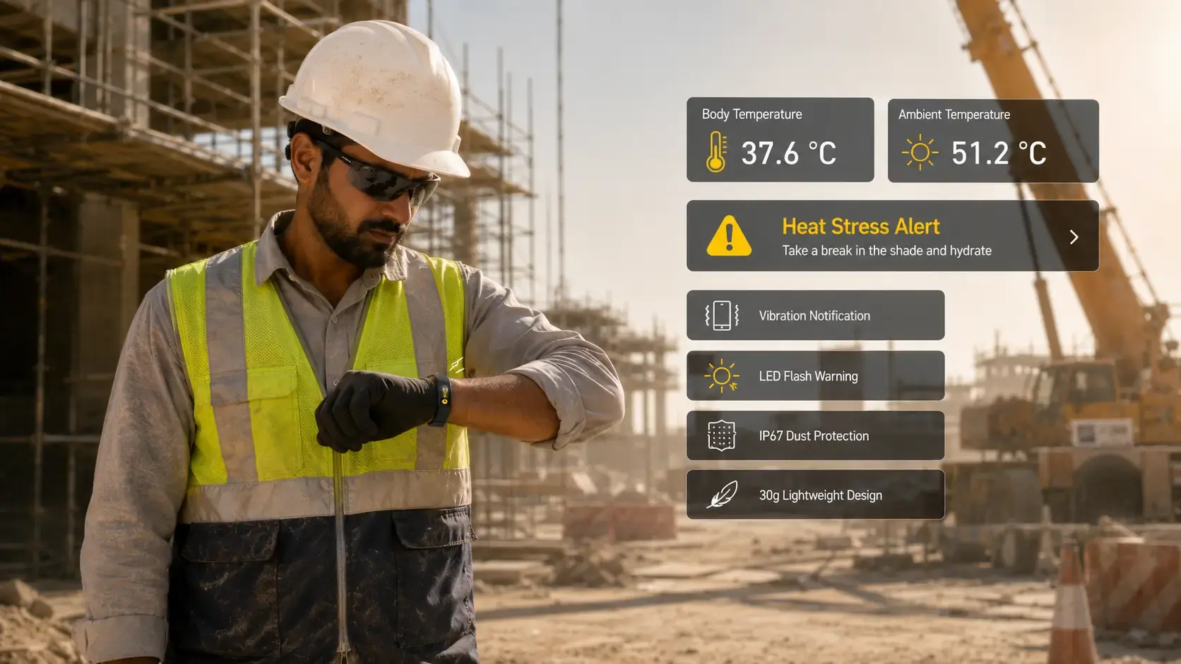 Heat warning band used in multiple hot environments.
