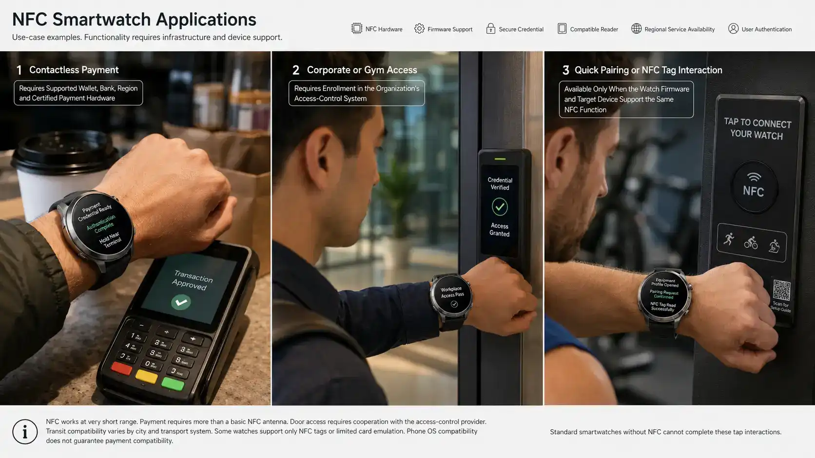 NFC smartwatch used for tap-based services. NFC smartwatch used for tap-based services.