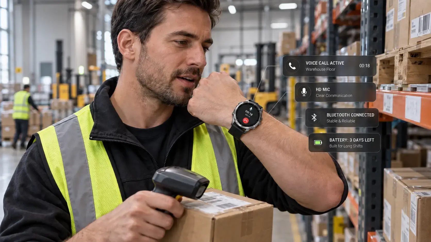 Voice call watch supporting field worker communication