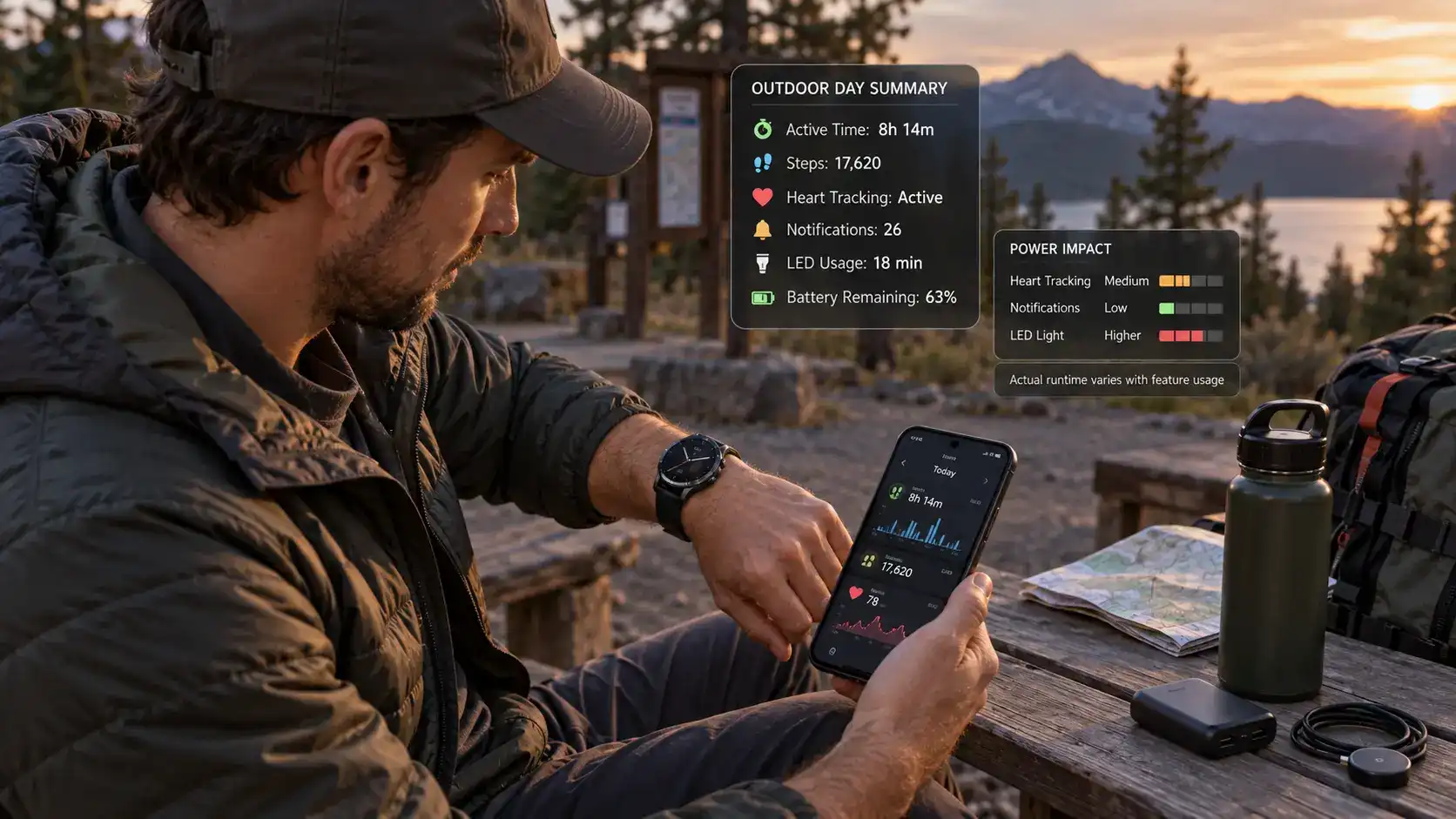 Outdoor smartwatch battery performance review