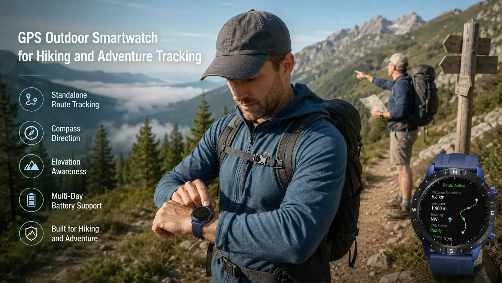 GPS Outdoor Smartwatch for Hiking and Adventure Tracking