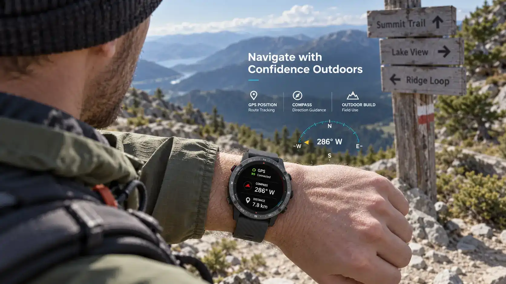 Custom Rugged GPS Compass Smartwatch for Outdoor Brands