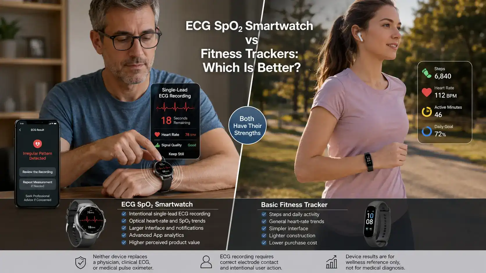 ECG SpO2 Smartwatch vs Fitness Trackers: Which Is Better?