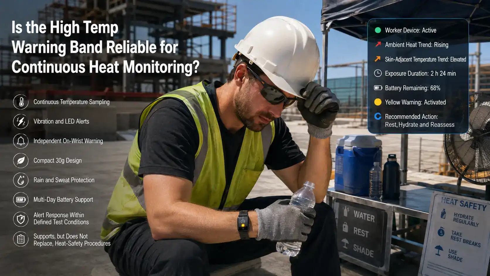 Is the High Temp Warning Band reliable for continuous heat monitoring