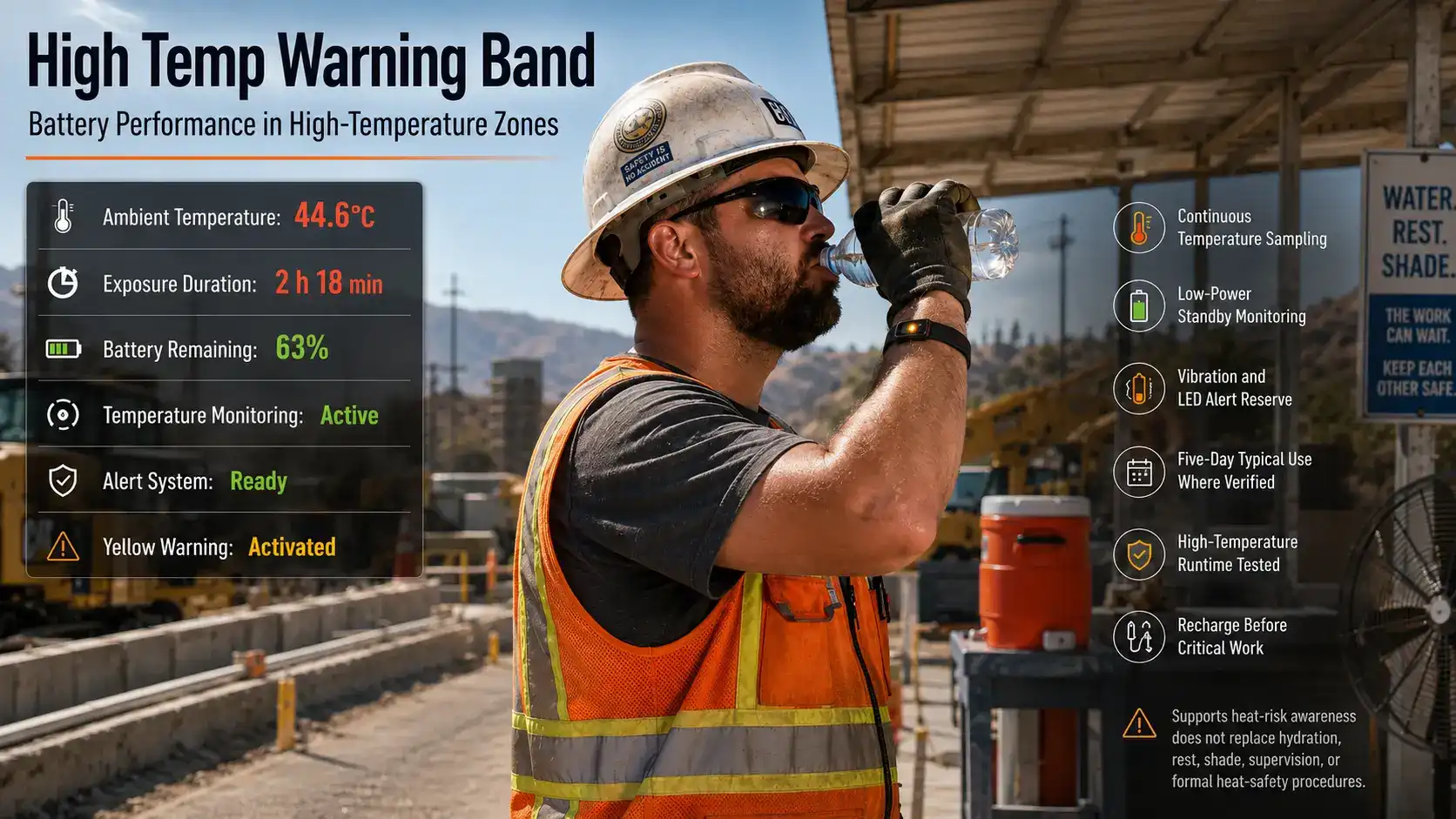 High Temp Warning Band battery performance in high temperature zones
