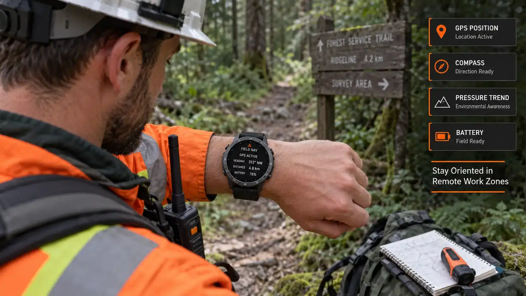 Rugged GPS Compass Smartwatch for Field Worker Safety