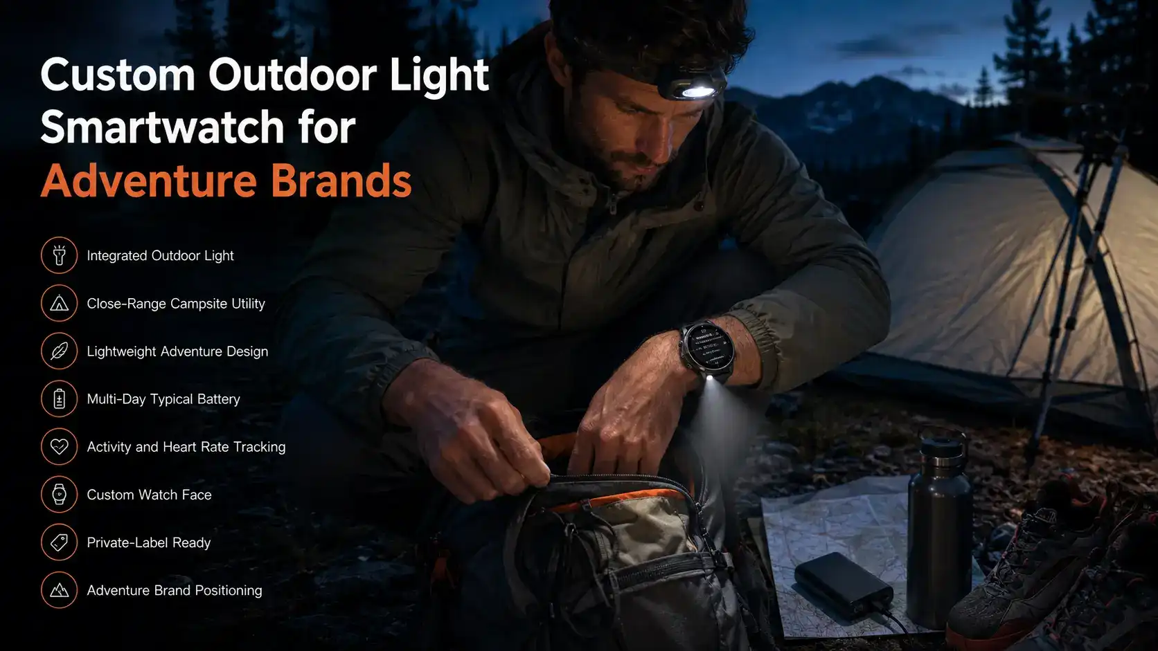 Custom Outdoor Light Smartwatch for Adventure Brands