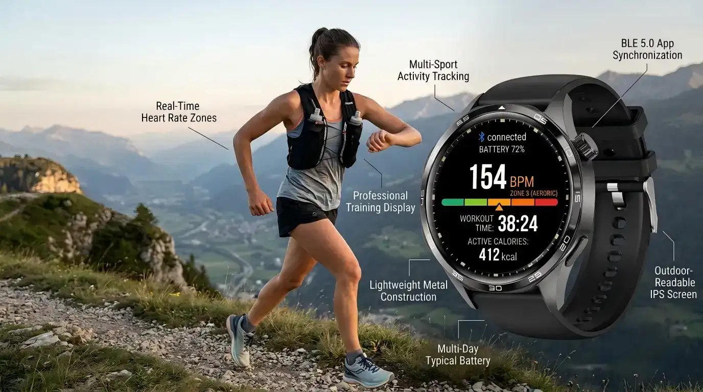 Premium Sports Smartwatch for Professional Fitness and Outdoor Activities