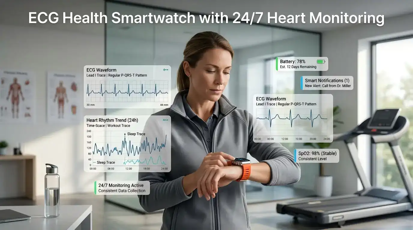 ECG Health Smartwatch with 24/7 Heart Monitoring