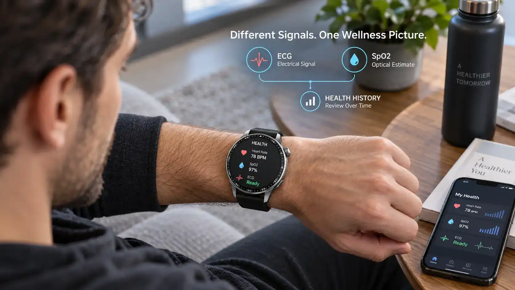 ECG SpO2 Smartwatch with Advanced Health Monitoring Features
